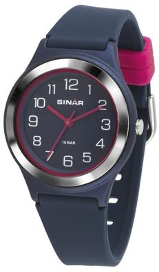 SINAR Jugenduhr Armbanduhr Analog Quarz Mädchen Silikonband XB-48-2 blau pink