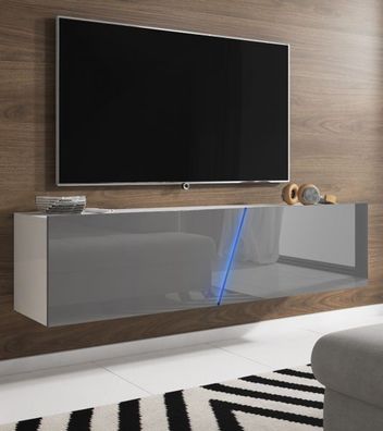TV-Lowboard grau Hochglanz Lack Unterteil Board Hängend / Stehend MIT LED Space