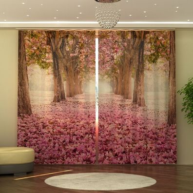 Fotogardine Magnolien, Vorhang 245x290 cm, Fotovorhang 3D, Fertiggardine mit Motiv