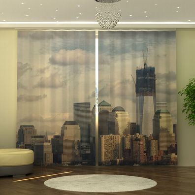 Fotogardine SilverCity, Vorhang 245x290 cm, Fotovorhang 3D, Fertiggardine mit Motiv