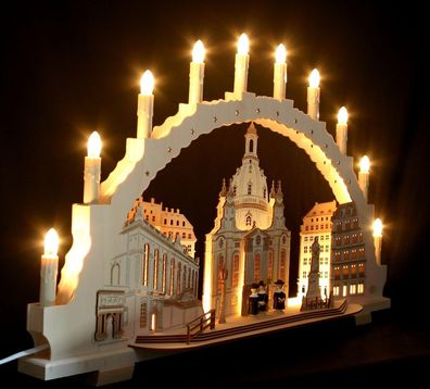 3D Schwibbogen 70cm Frauenkirche Dresden excl. 10 Kerzen + LED innen Erzgebirge