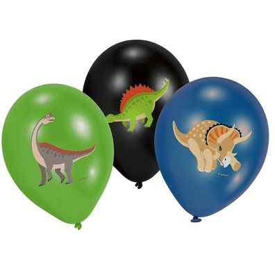 6 Latex Ballons bunt bedruckt Happy Dinosaur 28cm Dino Geburtstag Birthday