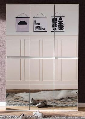 Garderobenschrank und Schuhschrank in weiß Mirror Garderobe mit Spiegeltüren 111 ...