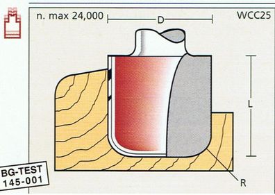 Hohlkehlfräser D 18 x R 5mm x Schaft 12mm, flache Stirnseite