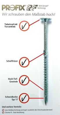 Holzbauschraube D 8 x 200 Tellerkopf , verzinkt