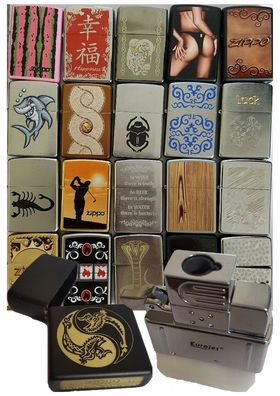 1 x ZIPPO Original Gehäuse mit Motiv + Gas einsatz Jetflame