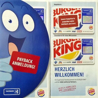 Payback Punkte Sammel Karte + Partnercard Burger King Schnellrestaurant 2 Karten