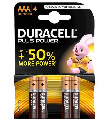 Duracell, Batterie Plus Power Alkaline AAA (MN2400), 4-er Pack