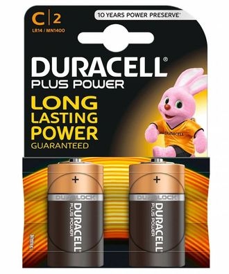 Duracell, Batterie Plus Power Alkaline C (LR14) Baby, 2-er Pack