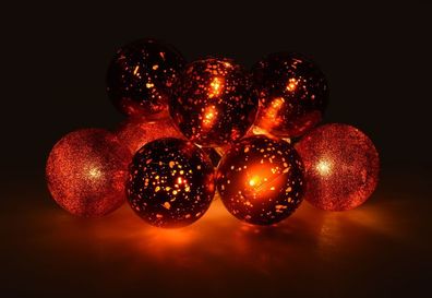 LED Kugel Lichterkette - 230 cm - Christbaum Weihnachtsbaum Kugel beleuchtet rot