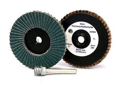 Mini-Fächerscheibe D 50mm Zirkonkorund, Korn 40 - 120