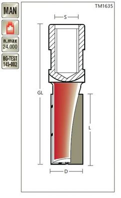 Nutfräser D 24 x SL 45 x Schaft Innengewinde M12