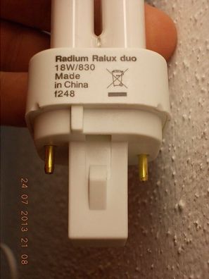 Radium Ralux duo 18W/830 Made in China f248 Lampe 2 pins Stifte Bolzen Zinken Stäbe