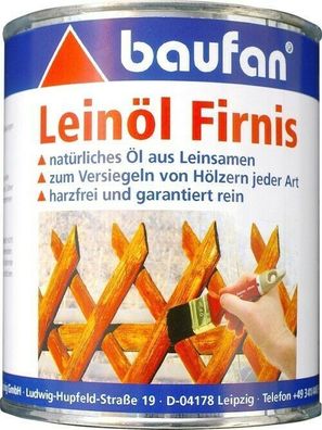 Baufan® Leinöl Firnis 750 ml Leinölfirnis Holzschutz Holzpflege harzfrei Lasur