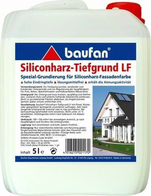 Baufan® Siliconharz-Tiefgrund LF 5 L Siliconharzgrundierung Tiefgrund Fassade