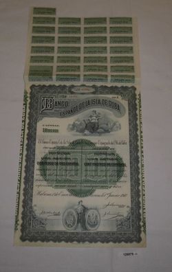1 Aktie à 100 Peso Banco Español de la Isla de Cuba Havana Januar 1910 (126879)
