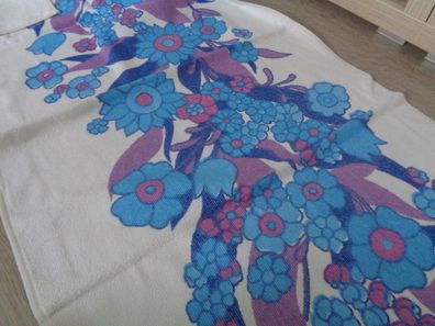 Handtuch mit Blumendruck-VEB Frottana--blau - lila