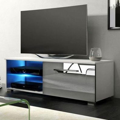 TV-Lowboard Earth Hochglanz grau und weiß TV-Unterteil 100 cm inkl. LED Beleuchtung
