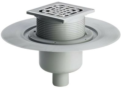 Bodenablauf 150x150 Anschluss DN 50 Senkrecht Kunstoff extra flach Duschablauf Badeablauf