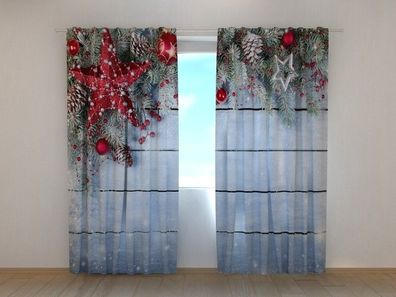 Fotogardine Weihnachtsstern2 Vorhang bedruckt Fotovorhang Gardine mit Motiv nach Maß