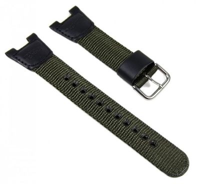 Casio Ersatzband Uhrenarmband Textil/ Leder Band schwarz-Olive SGW-100B