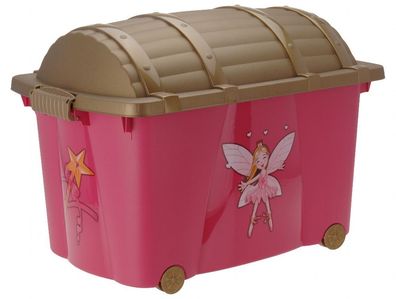 Kinder Rollbox Prinzessin mit Deckel - 57 L - Aufbewahrungsbox Spielzeugkiste Mädchen