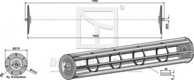 Flachstabwalze - 1944 312-270-2000-B passend für Fabrikat Lemken mit Sy. Kompaktor