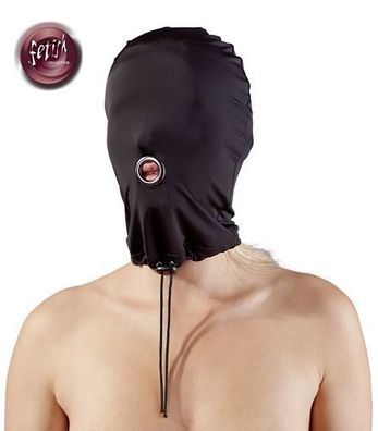 Mikrofaser-Maske - schwarz - Kopfgeschirr - Bondage - Kopfmaske - Erotik