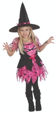 Rubies 12944 - Hexe pink, Gr. 104 - 140, Halloween Kostüm Kleid mit Hut