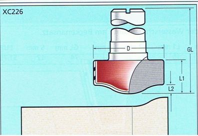 Schwallrandprofilfräser D 25 x Schaft 12mm , für Corian