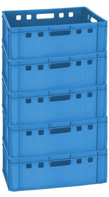 5 Stück gastlandoBox Eurokiste Lagerbox Metzgerkiste E2 Farbe Blau Gastlando