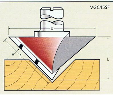 V-Nutfräser D 44mm x 90° x Schaft 12mm