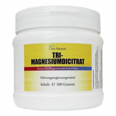 Pro Natural Tri-Magnesiumdicitrat 500 g hochwertiges Magnesium Citrat wasserfrei
