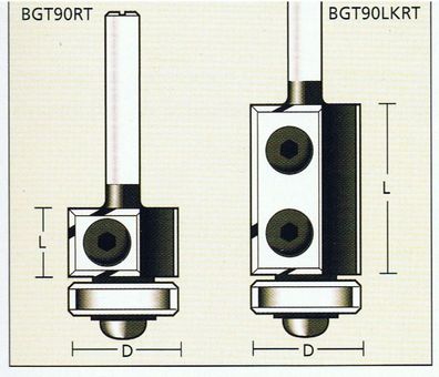 Wendeplatten-Bündigfräser D 19 x SL 12 x Schaft 8mm, mit Anlauflager