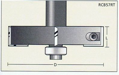 Wendeplatten-Falzfräser 57mm x S 12mm , mit Lager, Falztiefe 22,15mm