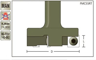 Wendeplatten-Falzfräser D 55 x Schaft 12mm , Planfräser