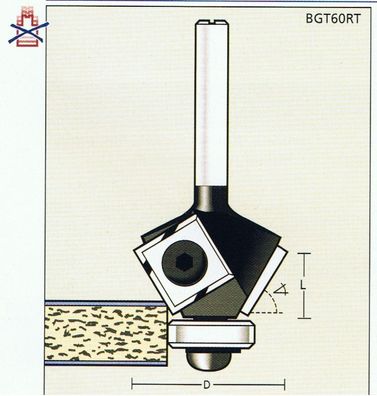 Wendeplatten-Fasenfräser 45° x Schaft 8mm, mit Anlauflager