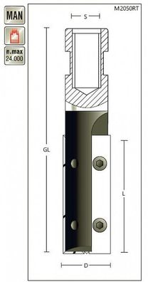Wendeplatten-Nutfräser D 24 x SL 50 x Schaft Innengewinde M12