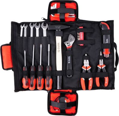 Werkzeugtasche 44-teilig , Zangen, Schlüssel, Bits, Hammer, Messer