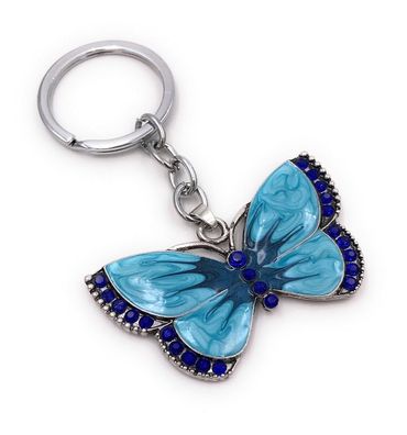Schlüsselanhänger Schmetterling blau Tagfalter Strass silber Anhänger Keychain