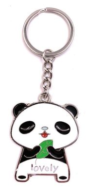 Schlüsselanhänger Panda Liebe Love süßes Tier Silber Metall Anhänger Charm
