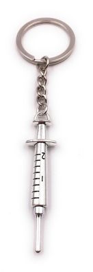 Schlüsselanhänger Spritze mit Nadel Arzt Medizin Krankenhaus silber Anhänger