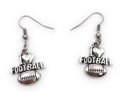 Ohrringe Paar I love Football Ohrring aus Metall Ohrschmuck