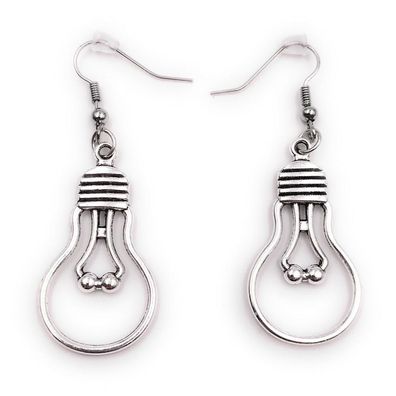 Ohrringe Paar Glüh Lampe Birne Ohrring aus Metall Ohrschmuck