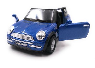 Mini Cooper Modellauto mit Wunschkennzeichen Blau Maßstab 1:34-39 (lizensiert)