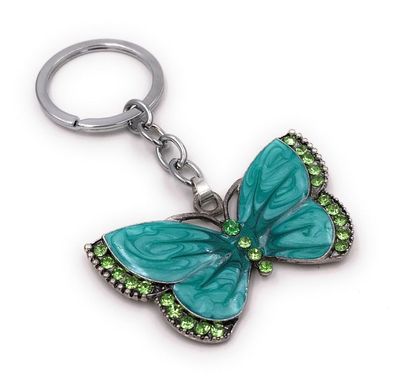 Schlüsselanhänger Schmetterling grün Tagfalter Strass silber Anhänger Keychain
