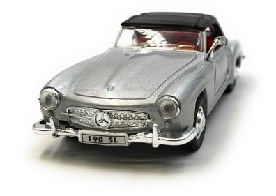 Modellauto Mercedes Benz 190 SL Oldtimer Silber Auto 1:34-39 (lizensiert)