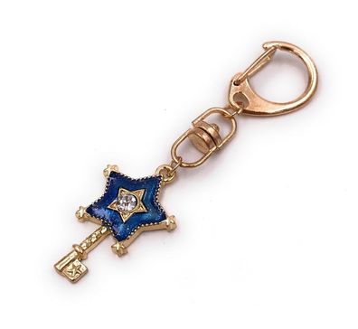 Schlüsselanhänger Schlüssel Türöffner Stern Strass blau gold Anhänger Keychain
