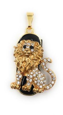 Löwe Leo König Tiere gold schwarz Glitzer Strass Funny USB Stick div Kapazitäten