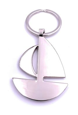 Segelboot Boot Ründlich Schlüsselanhänger Keychain Silber aus Metall
